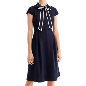 Jcrew tie neck navy dress